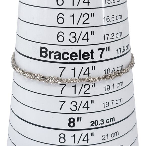 Estate Italy Sterling Silver 925 3.5mm Three Strand Chain Bracelet 7.5" - Picture 5 of 6